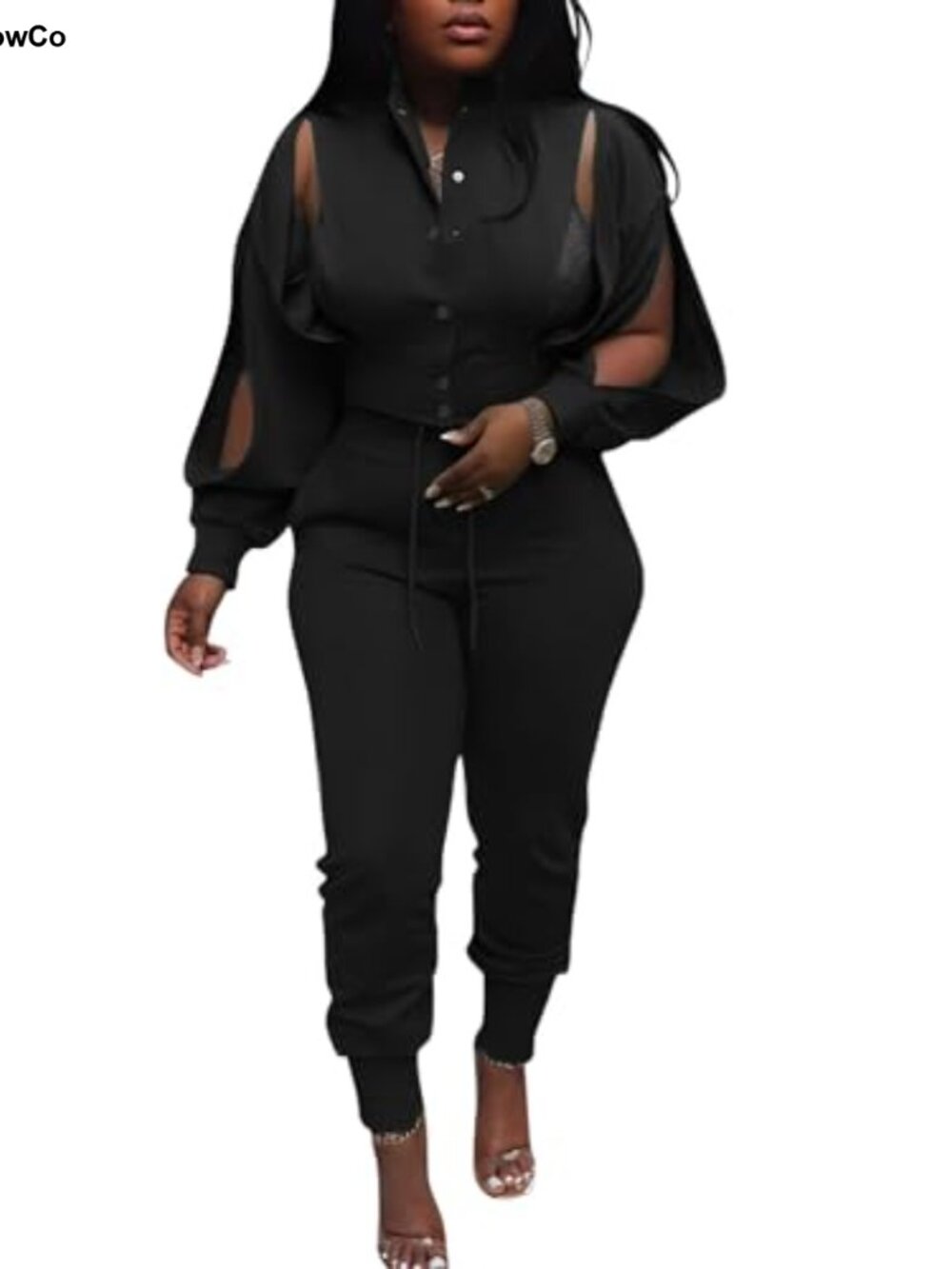 2 Piece Women's Jogger Outfit Crop Top & Pants Set
